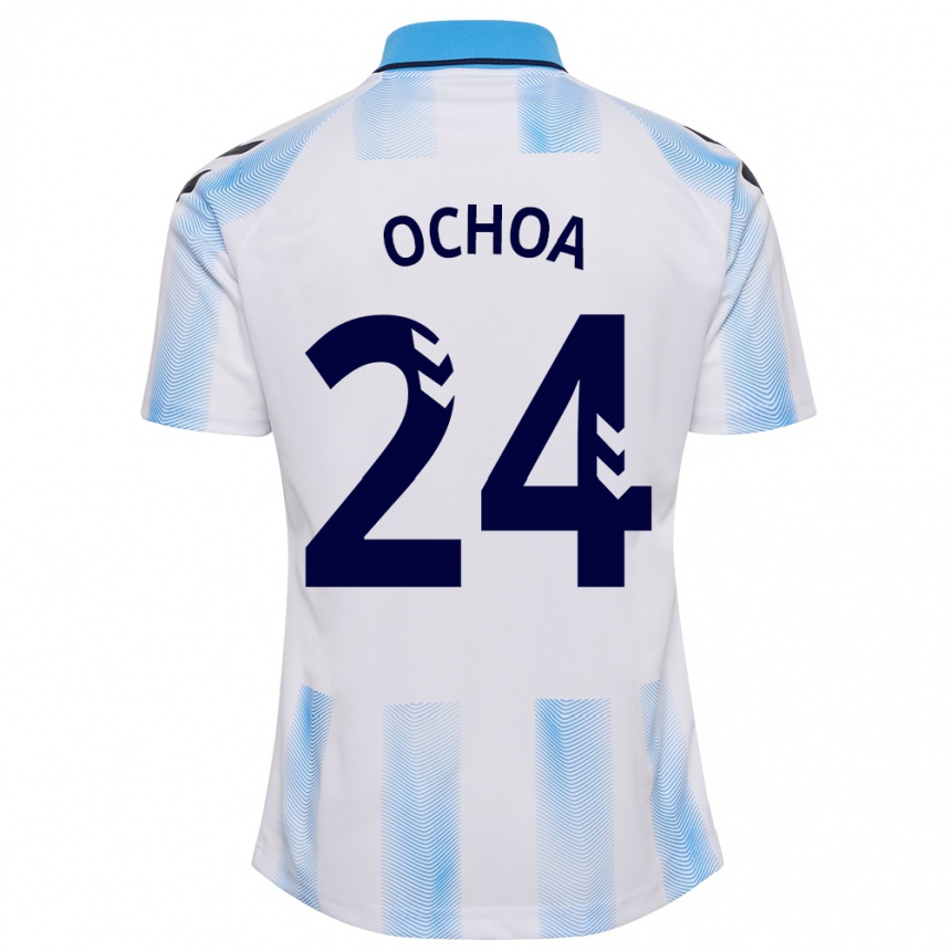 Kids Football Aarón Ochoa #24 White Blue Home Jersey 2023/24 T-Shirt Canada