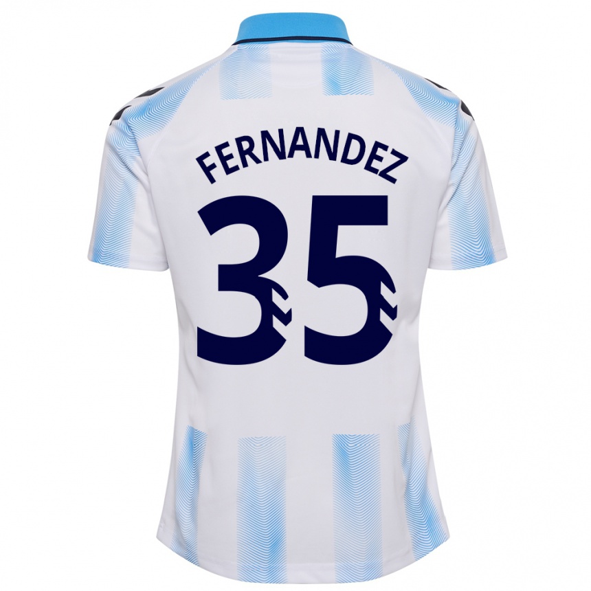 Kids Football Inés Fernández #35 White Blue Home Jersey 2023/24 T-Shirt Canada