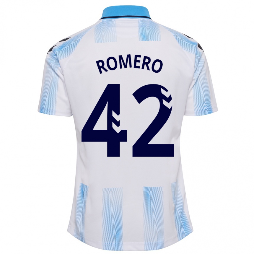 Enfant Football Maillot Andrea Romero #42 Blanc Bleu Tenues Domicile 2023/24 Canada