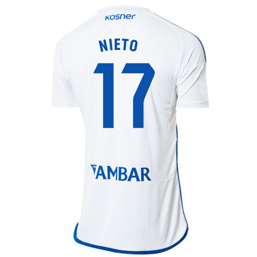 Kids Football Carlos Nieto #17 White Home Jersey 2023/24 T-Shirt Canada