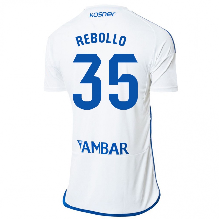 Kids Football Dani Rebollo #35 White Home Jersey 2023/24 T-Shirt Canada