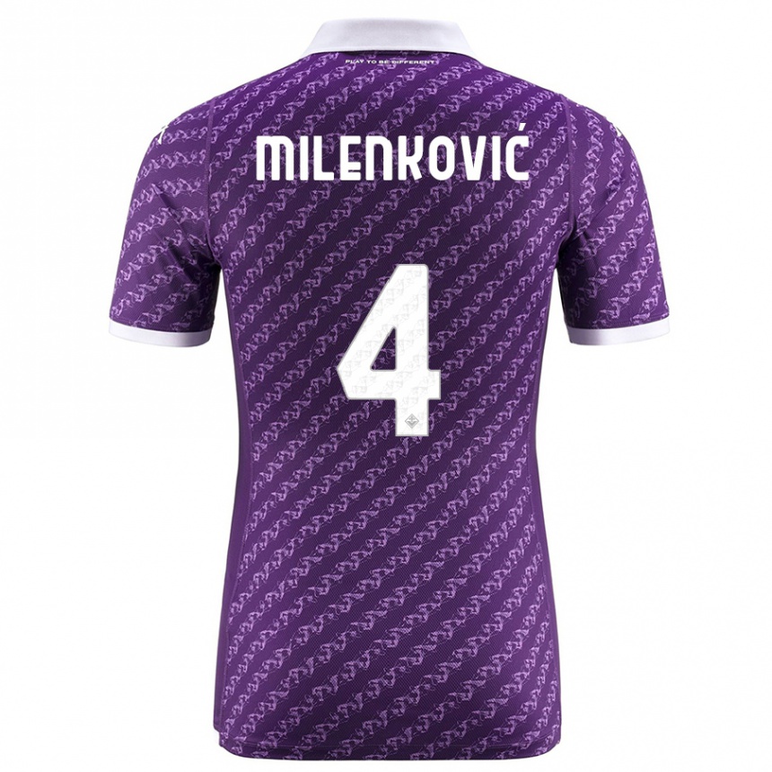 Kids Football Nikola Milenković #4 Violet Home Jersey 2023/24 T-Shirt Canada