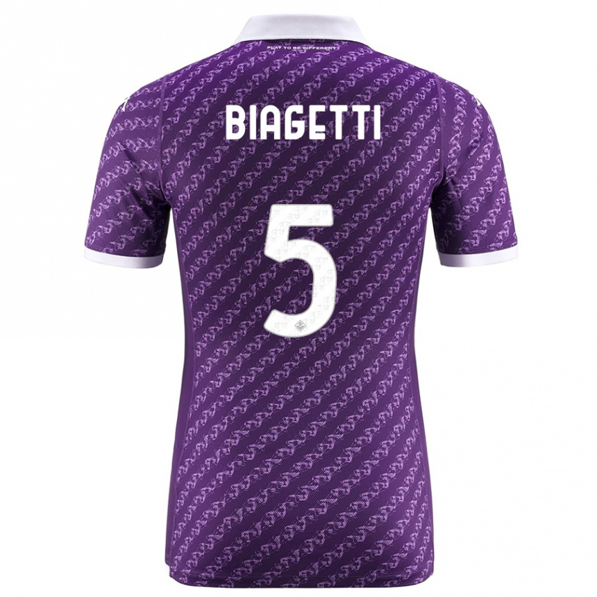 Kids Football Christian Biagetti #5 Violet Home Jersey 2023/24 T-Shirt Canada