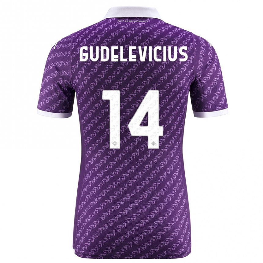 Kids Football Ernestas Gudelevicius #14 Violet Home Jersey 2023/24 T-Shirt Canada