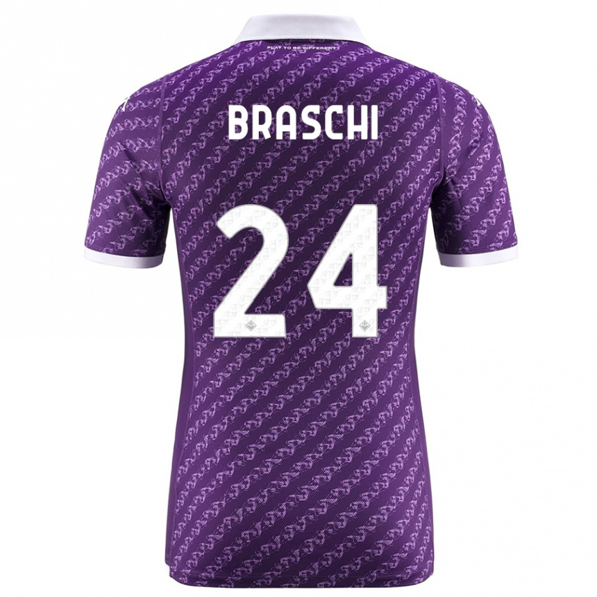 Kids Football Riccardo Braschi #24 Violet Home Jersey 2023/24 T-Shirt Canada