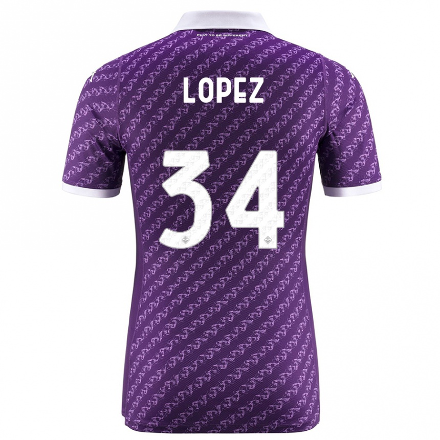 Kids Football Lucas López #34 Violet Home Jersey 2023/24 T-Shirt Canada