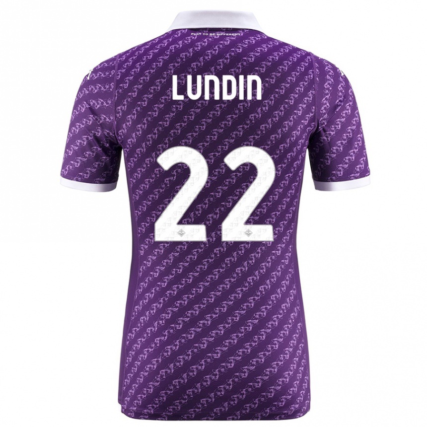 Kids Football Karin Lundin #22 Violet Home Jersey 2023/24 T-Shirt Canada