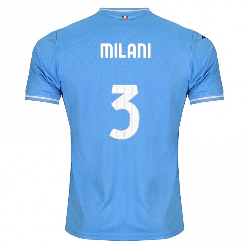 Kids Football Alessandro Milani #3 Blue Home Jersey 2023/24 T-Shirt Canada