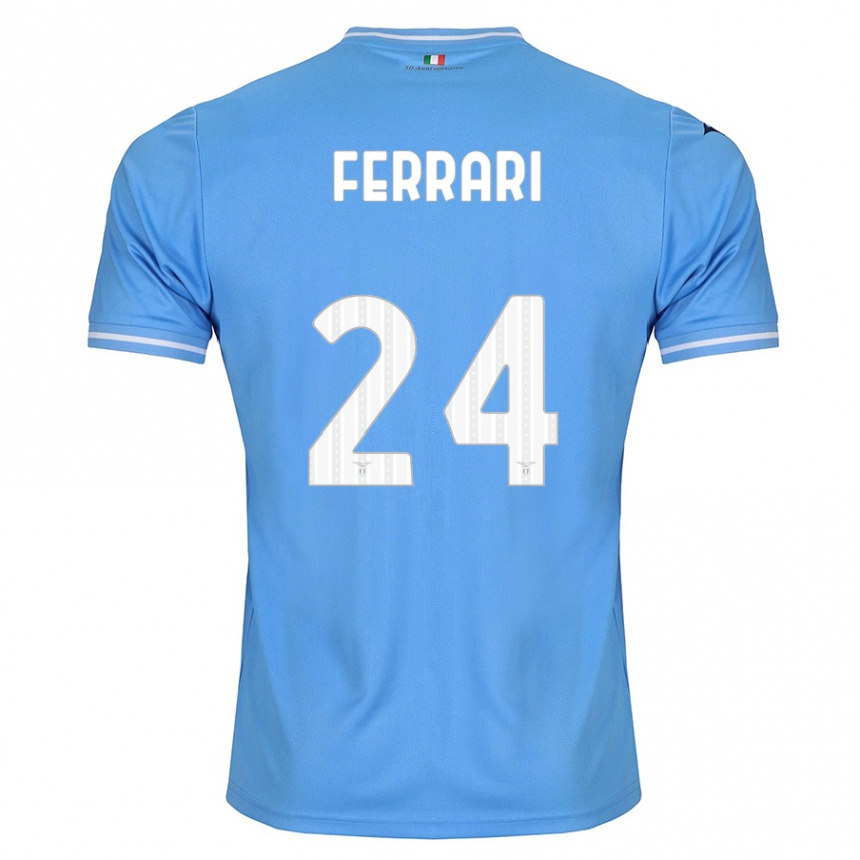 Kids Football Lorenzo Ferrari #24 Blue Home Jersey 2023/24 T-Shirt Canada