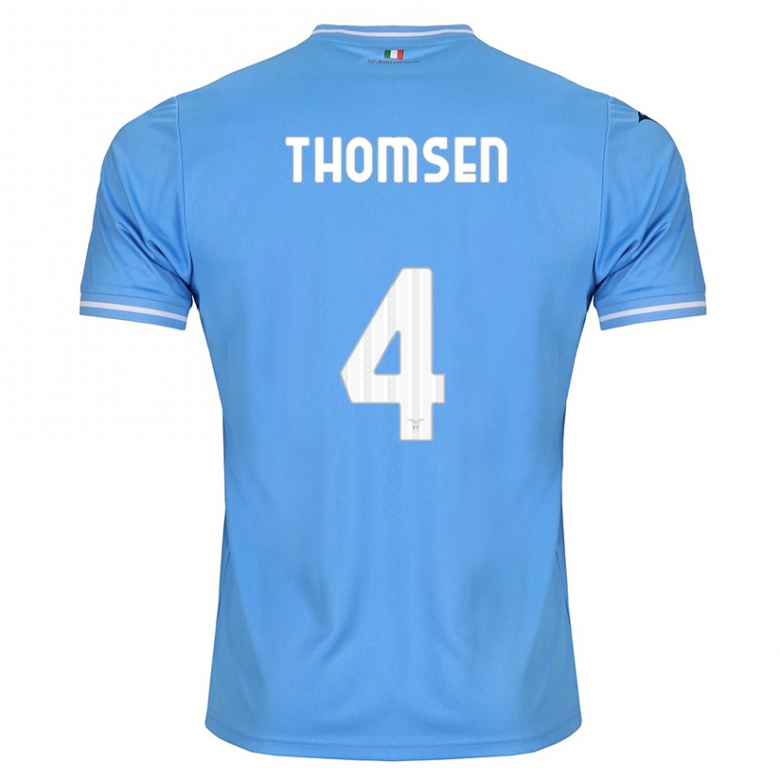 Kids Football Maria Møller Thomsen #4 Blue Home Jersey 2023/24 T-Shirt Canada