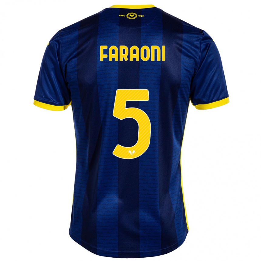 Kids Football Davide Faraoni #5 Navy Home Jersey 2023/24 T-Shirt Canada