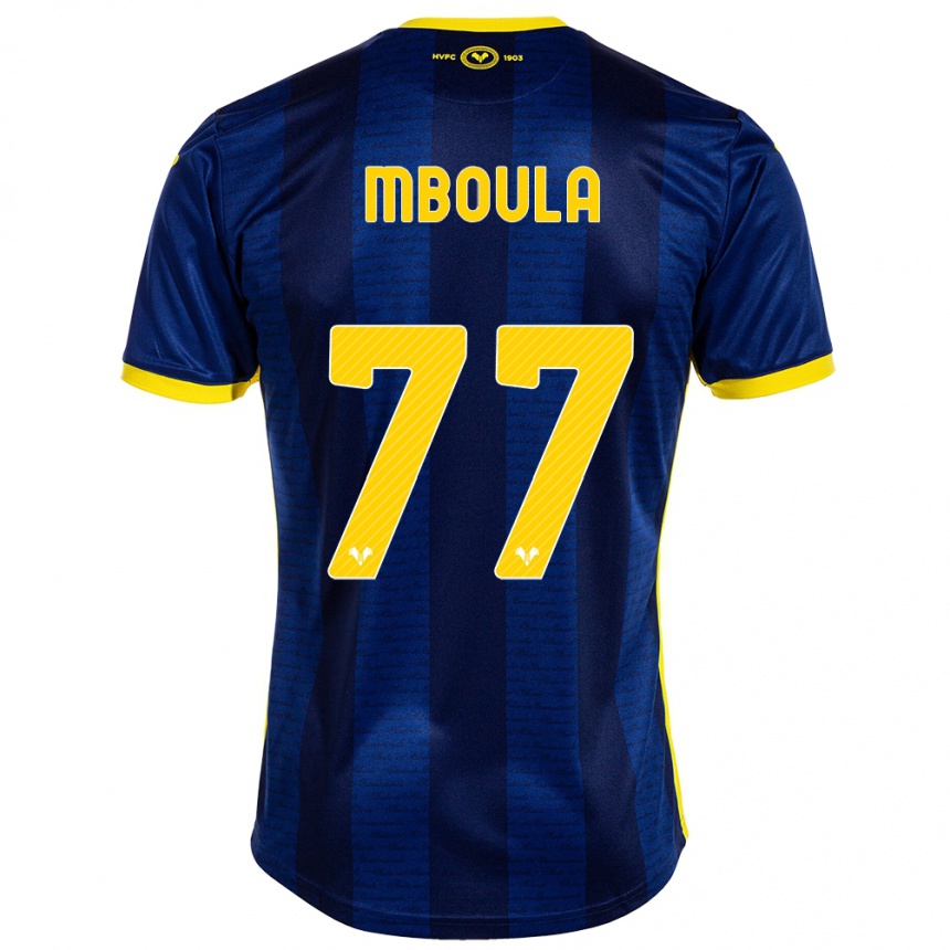 Enfant Football Maillot Jordi Mboula #77 Marin Tenues Domicile 2023/24 Canada