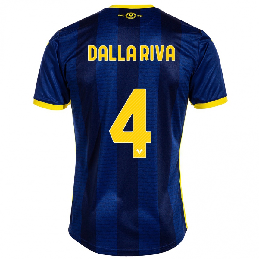 Kids Football Stefano Dalla Riva #4 Navy Home Jersey 2023/24 T-Shirt Canada