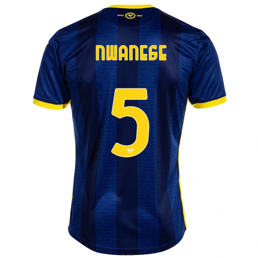 Kids Football Karlson Nwanege #5 Navy Home Jersey 2023/24 T-Shirt Canada