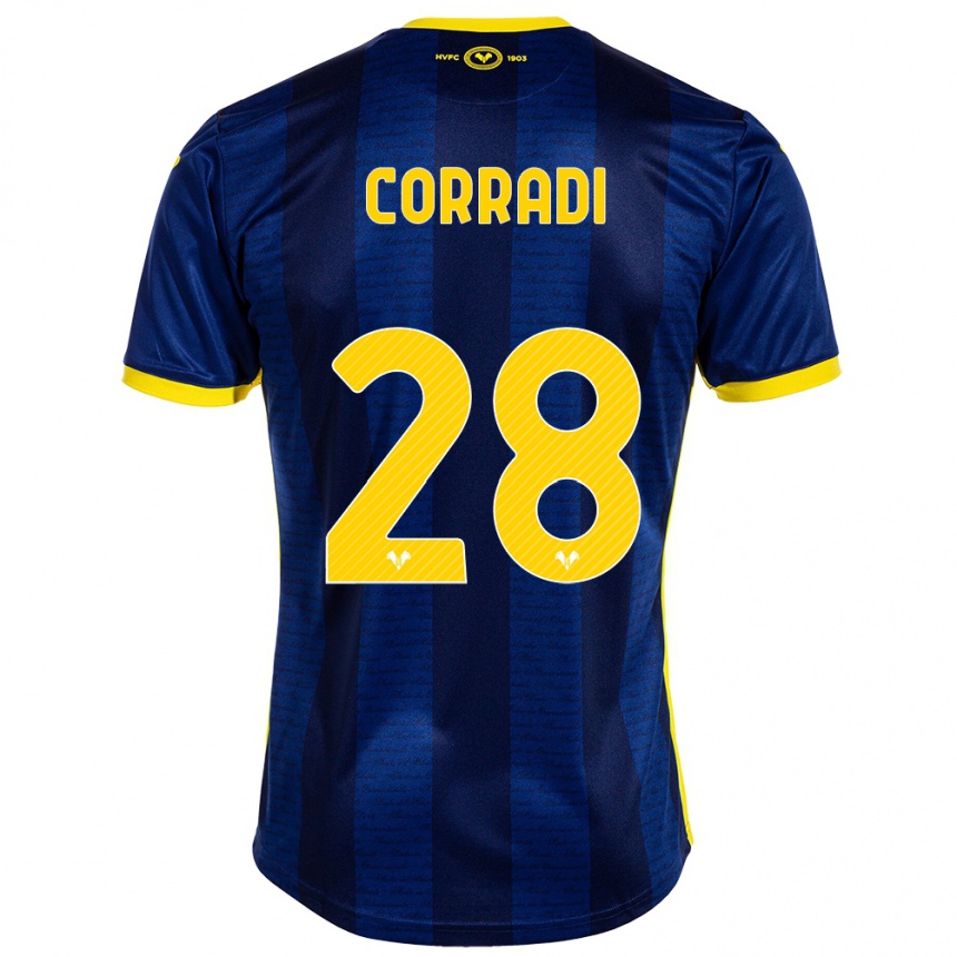 Kids Football Christian Corradi #28 Navy Home Jersey 2023/24 T-Shirt Canada