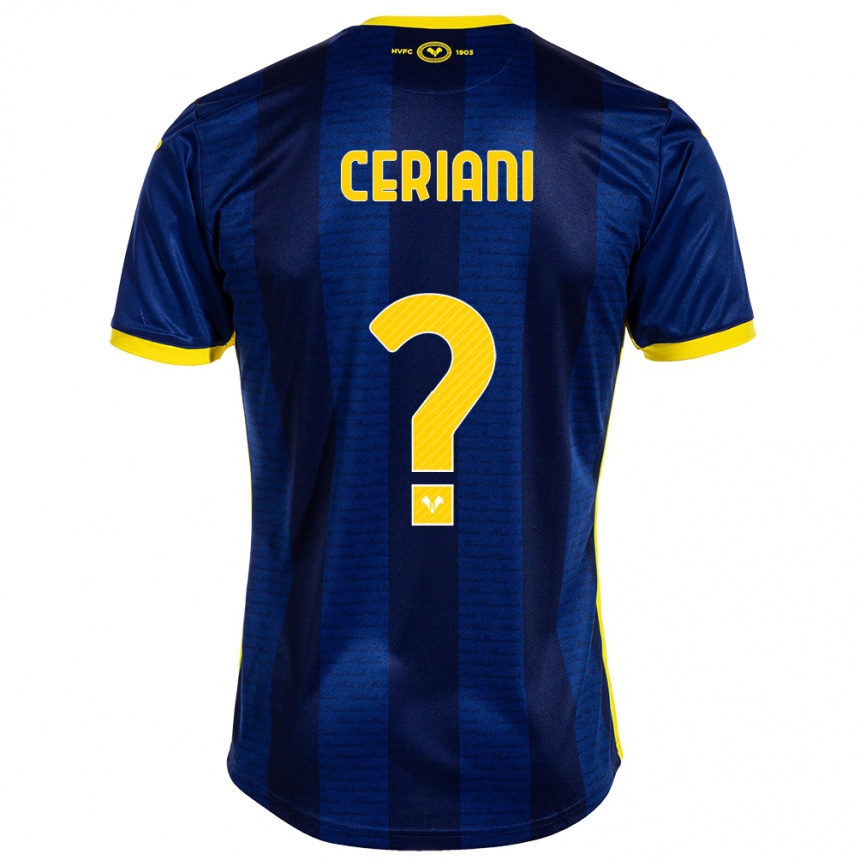 Kids Football Filippo Ceriani #0 Navy Home Jersey 2023/24 T-Shirt Canada