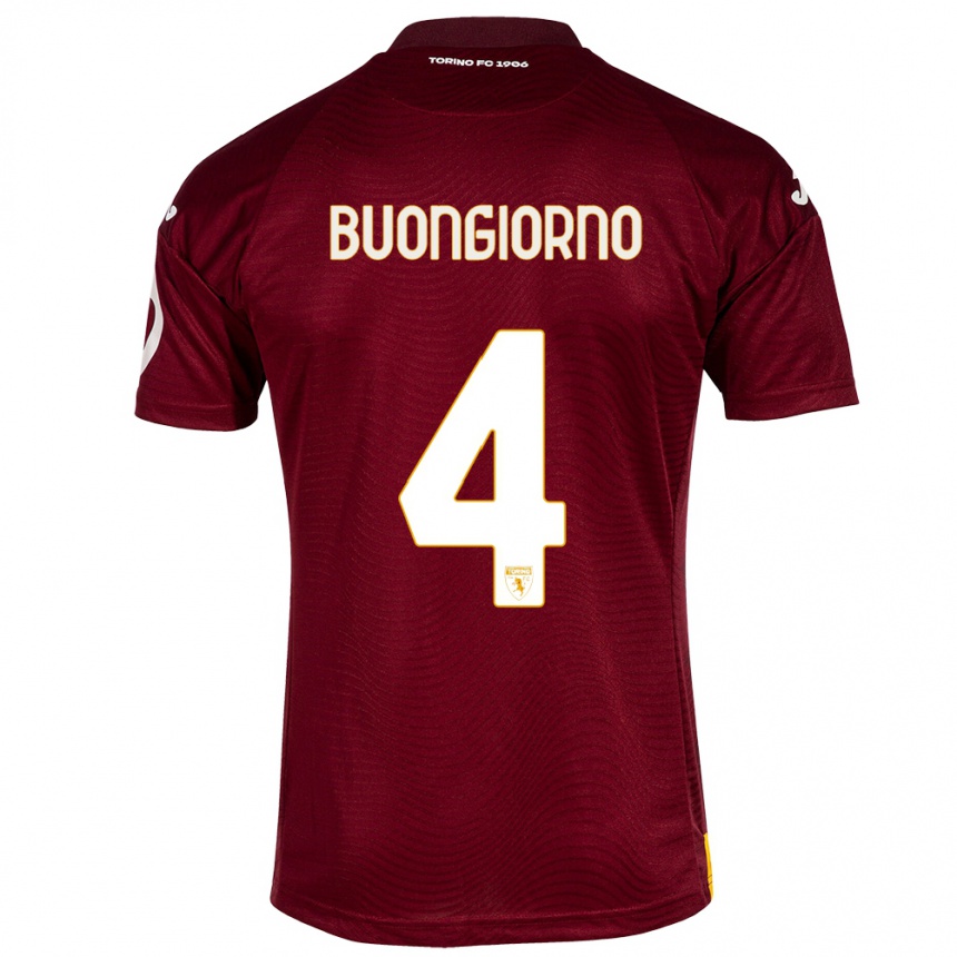 Enfant Football Maillot Alessandro Buongiorno #4 Rouge Foncé Tenues Domicile 2023/24 Canada