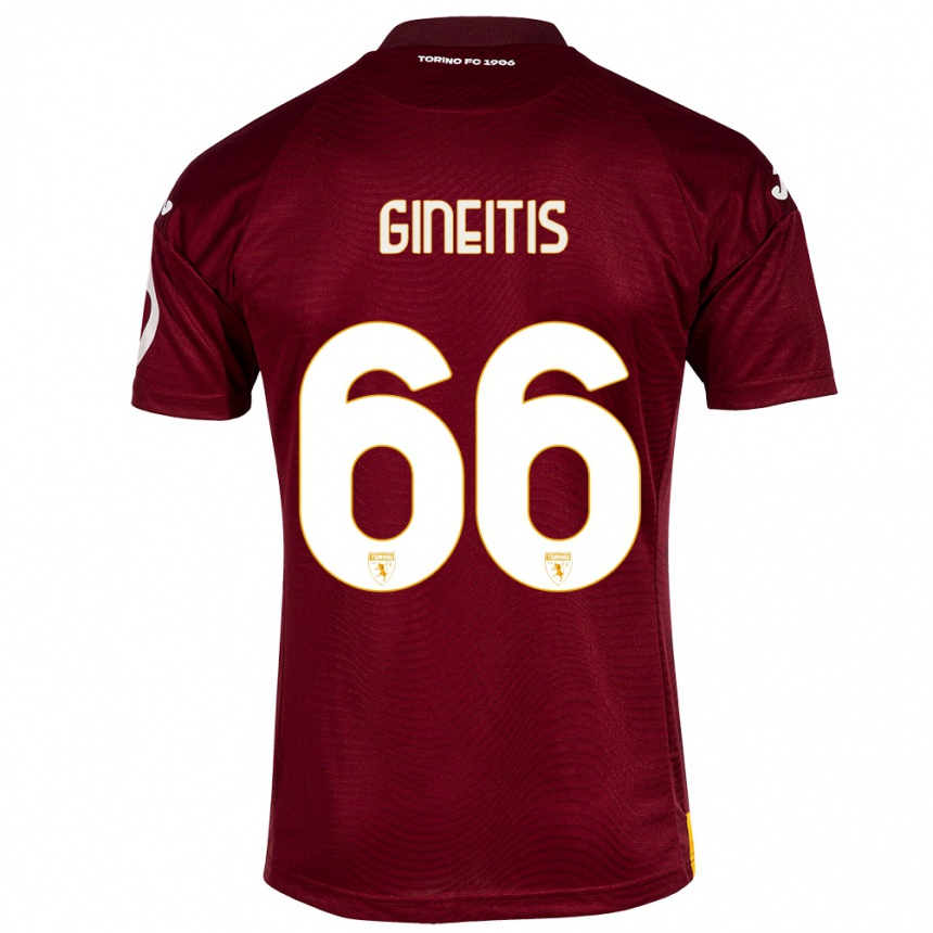 Kids Football Gvidas Gineitis #66 Dark Red Home Jersey 2023/24 T-Shirt Canada