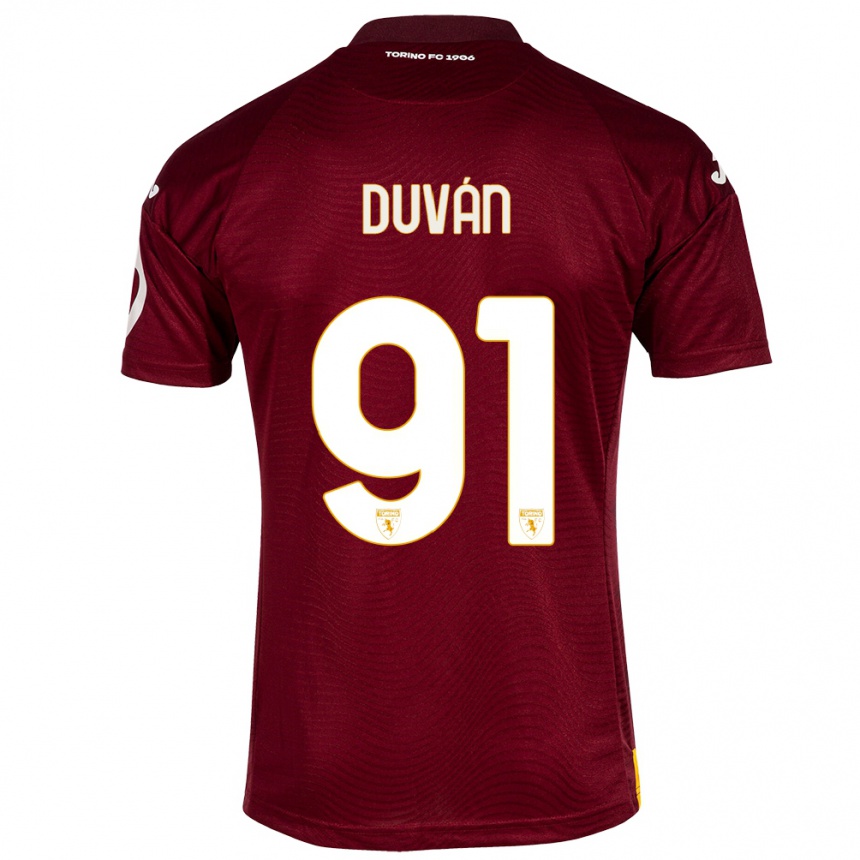 Enfant Football Maillot Duván Zapata #91 Rouge Foncé Tenues Domicile 2023/24 Canada