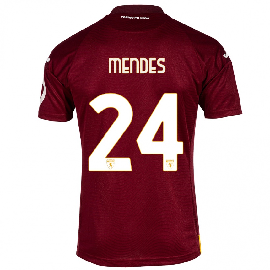 Enfant Football Maillot Rodrigo Mendes #24 Rouge Foncé Tenues Domicile 2023/24 Canada