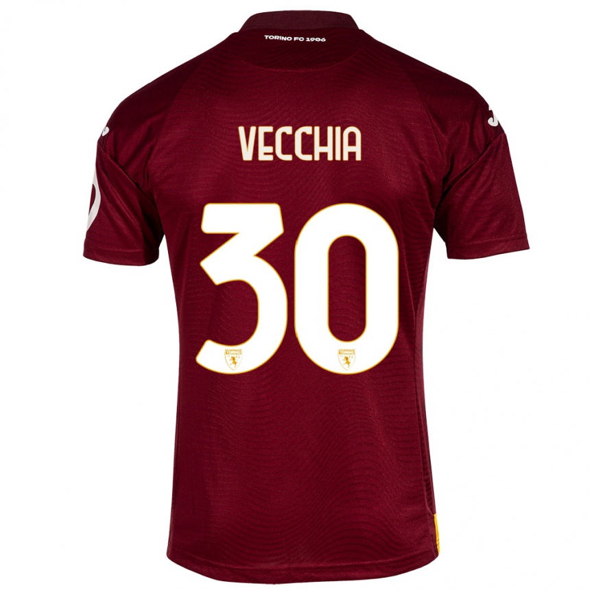 Kids Football Marco Dalla Vecchia #30 Dark Red Home Jersey 2023/24 T-Shirt Canada