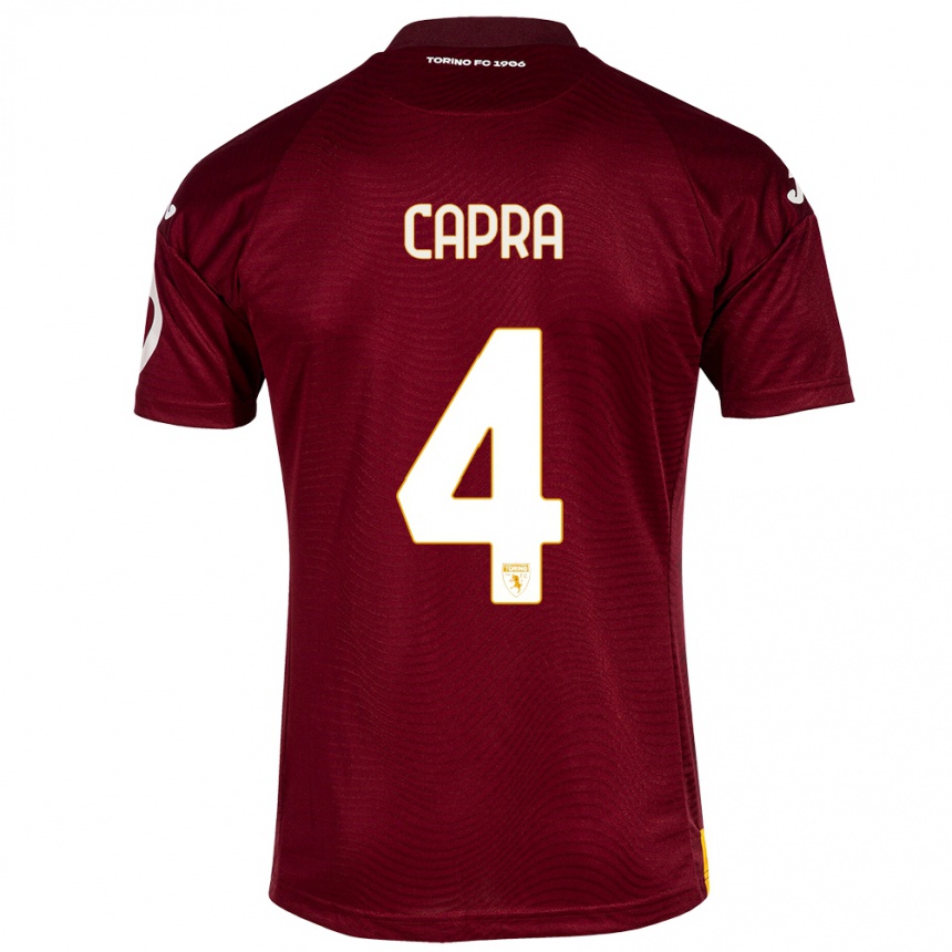 Kids Football Valentina Capra #4 Dark Red Home Jersey 2023/24 T-Shirt Canada