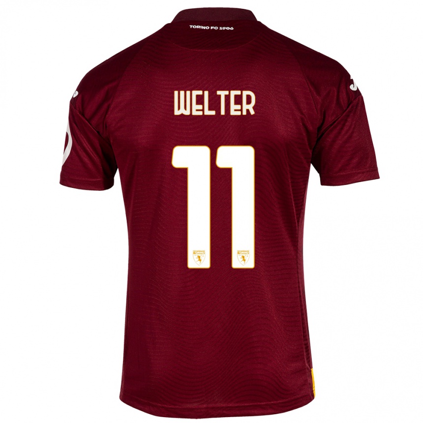 Kids Football Francesca Welter #11 Dark Red Home Jersey 2023/24 T-Shirt Canada