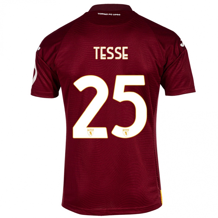 Kids Football Manuela Tesse #25 Dark Red Home Jersey 2023/24 T-Shirt Canada