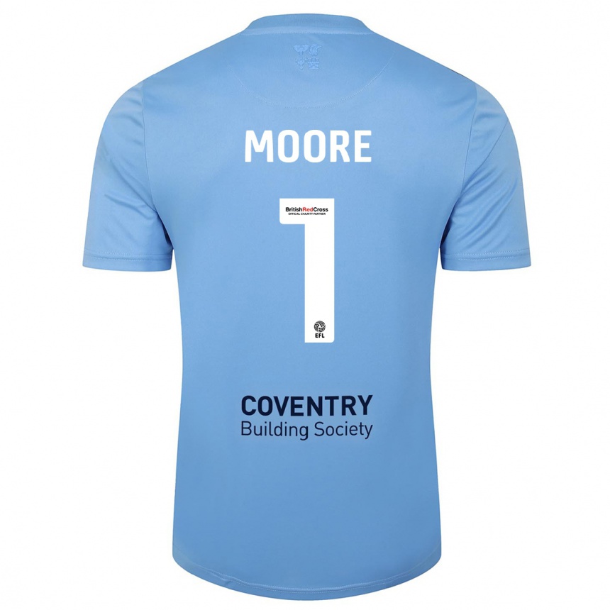 Kids Football Simon Moore #1 Sky Blue Home Jersey 2023/24 T-Shirt Canada