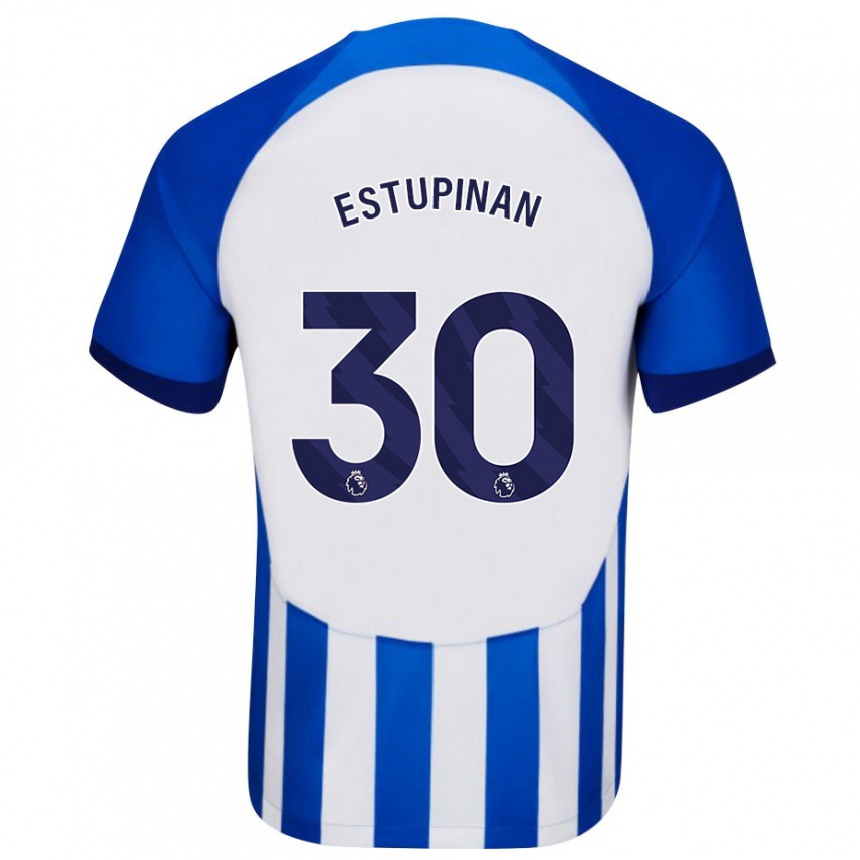 Kids Football Pervis Estupiñán #30 Blue Home Jersey 2023/24 T-Shirt Canada