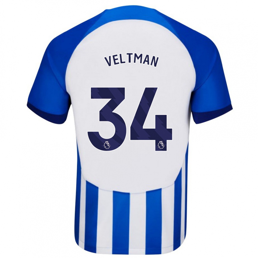 Kids Football Joël Veltman #34 Blue Home Jersey 2023/24 T-Shirt Canada