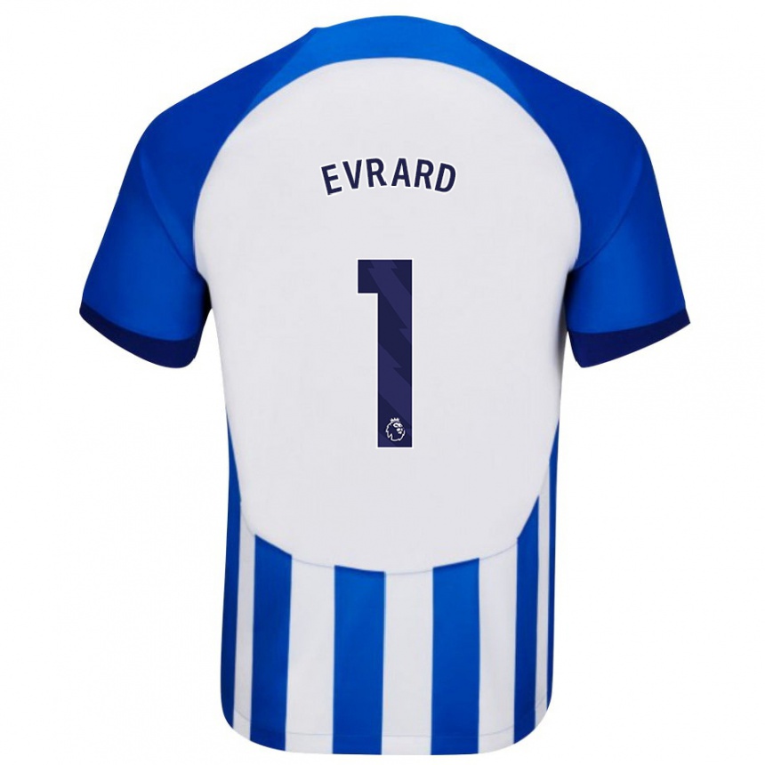 Enfant Football Maillot Nicky Evrard #1 Bleu Tenues Domicile 2023/24 Canada