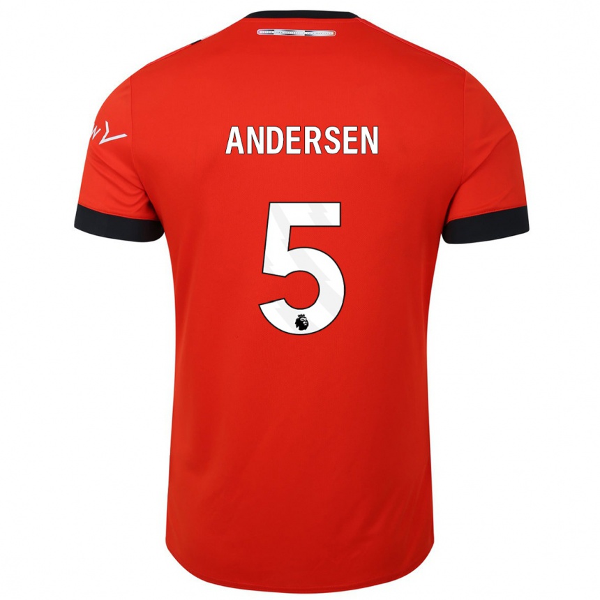 Kids Football Mads Andersen #5 Red Home Jersey 2023/24 T-Shirt Canada