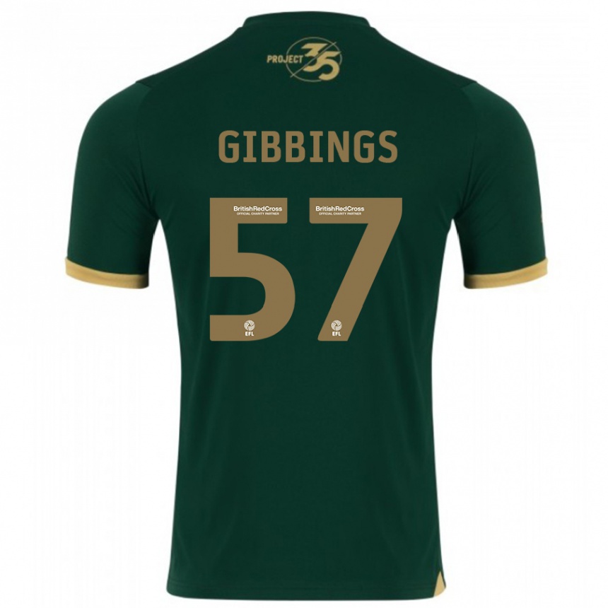 Kids Football Cole Gibbings #57 Green Home Jersey 2023/24 T-Shirt Canada