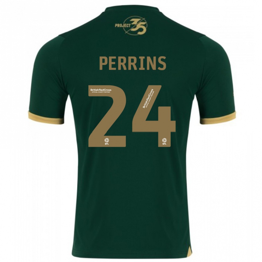 Kids Football Grace Perrins #24 Green Home Jersey 2023/24 T-Shirt Canada