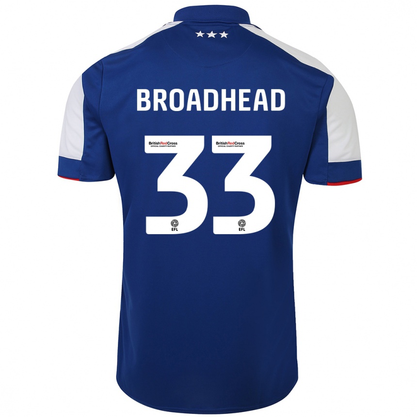 Kids Football Nathan Broadhead #33 Blue Home Jersey 2023/24 T-Shirt Canada