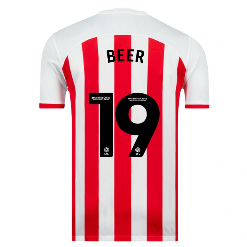 Kids Football Megan Beer #19 White Home Jersey 2023/24 T-Shirt Canada