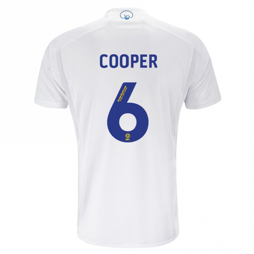 Kids Football Liam Cooper #6 White Home Jersey 2023/24 T-Shirt Canada