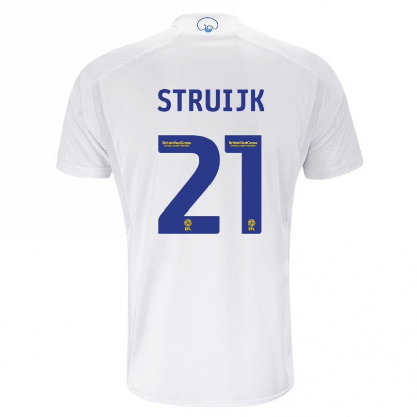 Kids Football Pascal Struijk #21 White Home Jersey 2023/24 T-Shirt Canada