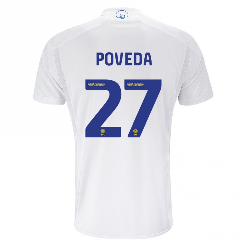 Kids Football Ian Poveda #27 White Home Jersey 2023/24 T-Shirt Canada