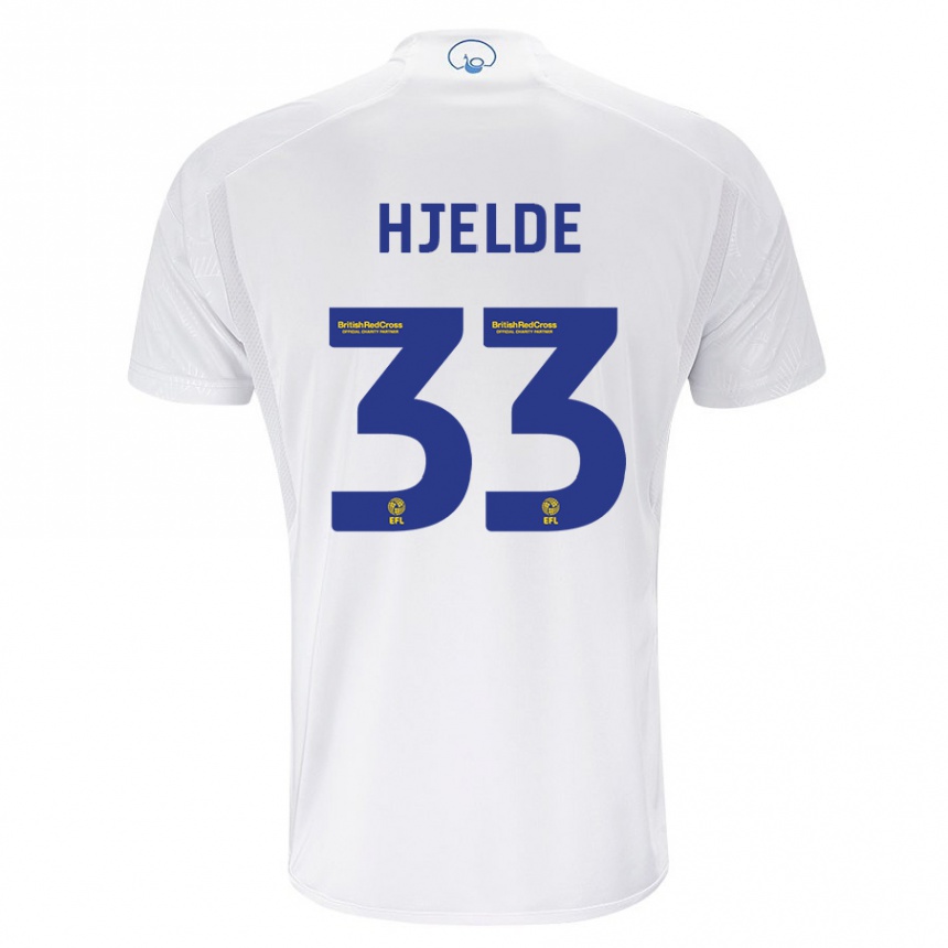 Kids Football Leo Fuhr Hjelde #33 White Home Jersey 2023/24 T-Shirt Canada