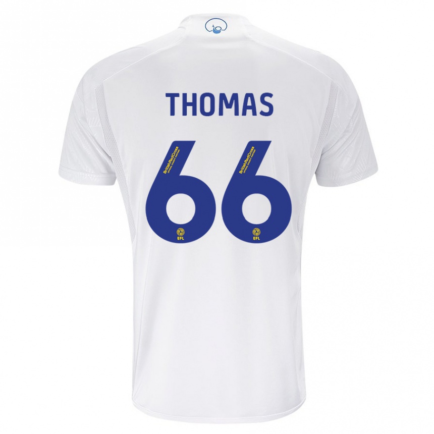 Kids Football Luca Thomas #66 White Home Jersey 2023/24 T-Shirt Canada