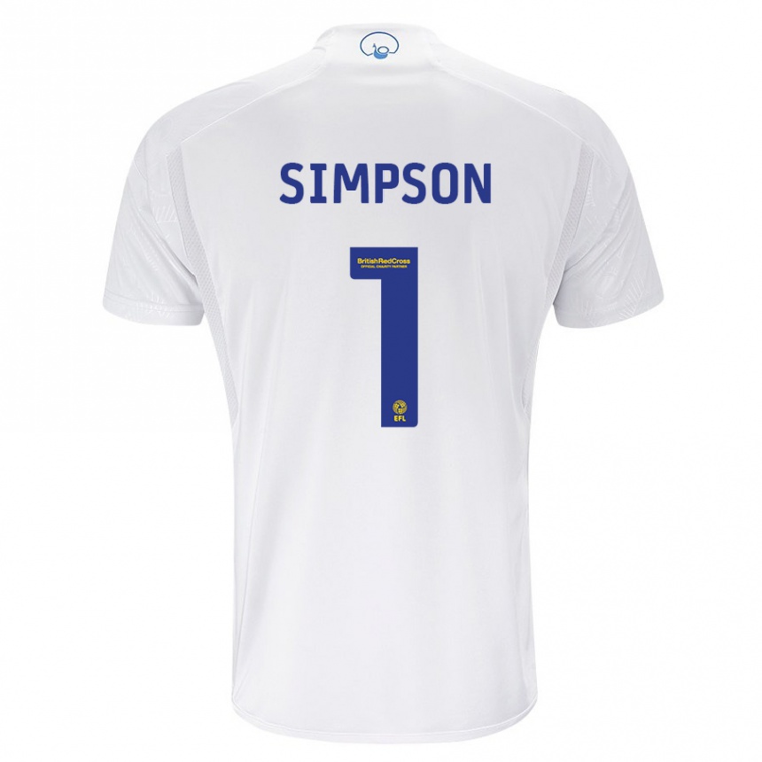 Enfant Football Maillot Carrie Simpson #1 Blanc Tenues Domicile 2023/24 Canada