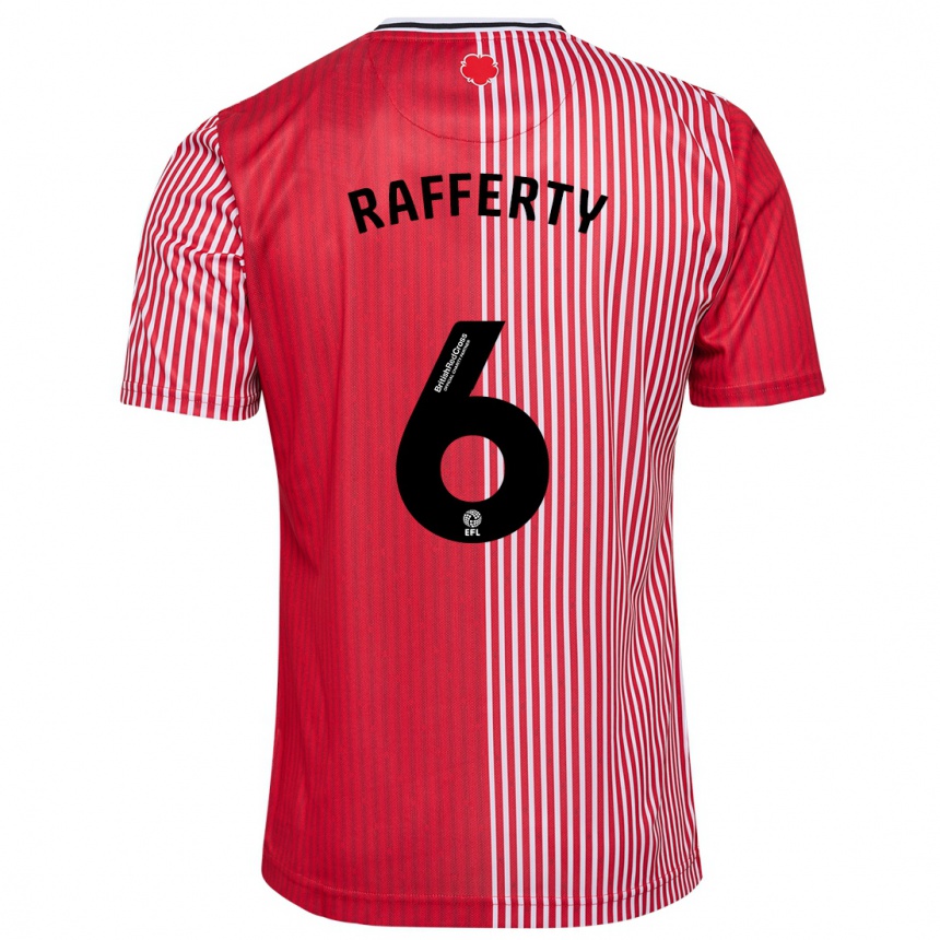 Kids Football Laura Rafferty #6 Red Home Jersey 2023/24 T-Shirt Canada