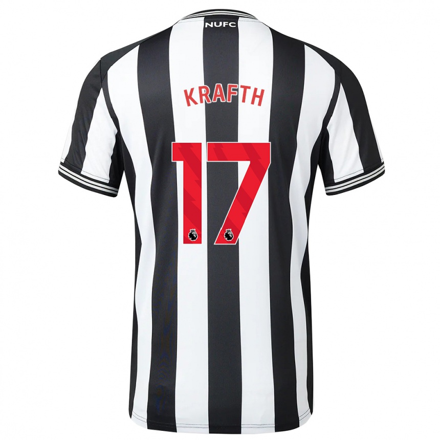 Kids Football Emil Krafth #17 Black White Home Jersey 2023/24 T-Shirt Canada