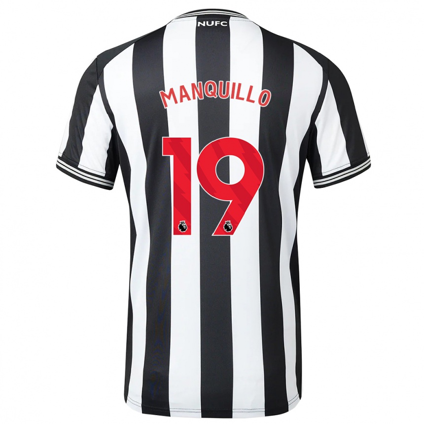 Kids Football Javier Manquillo #19 Black White Home Jersey 2023/24 T-Shirt Canada