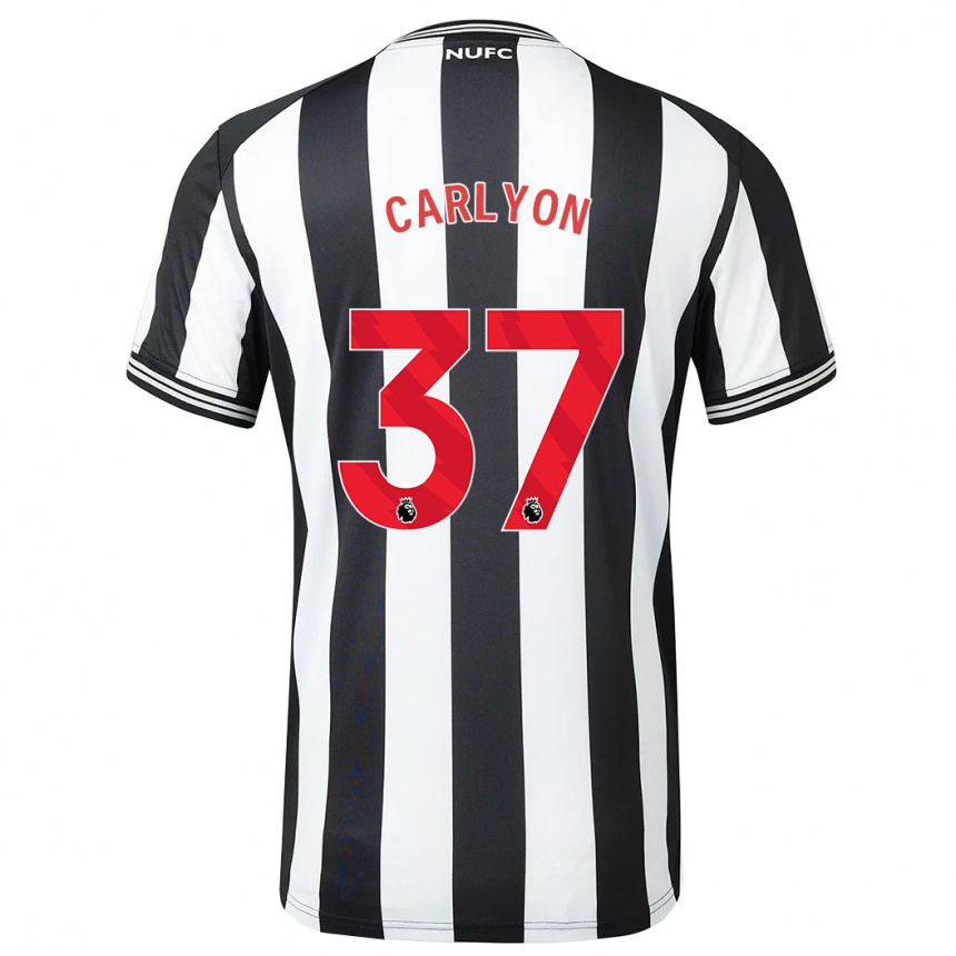 Kids Football Nathan Carlyon #37 Black White Home Jersey 2023/24 T-Shirt Canada