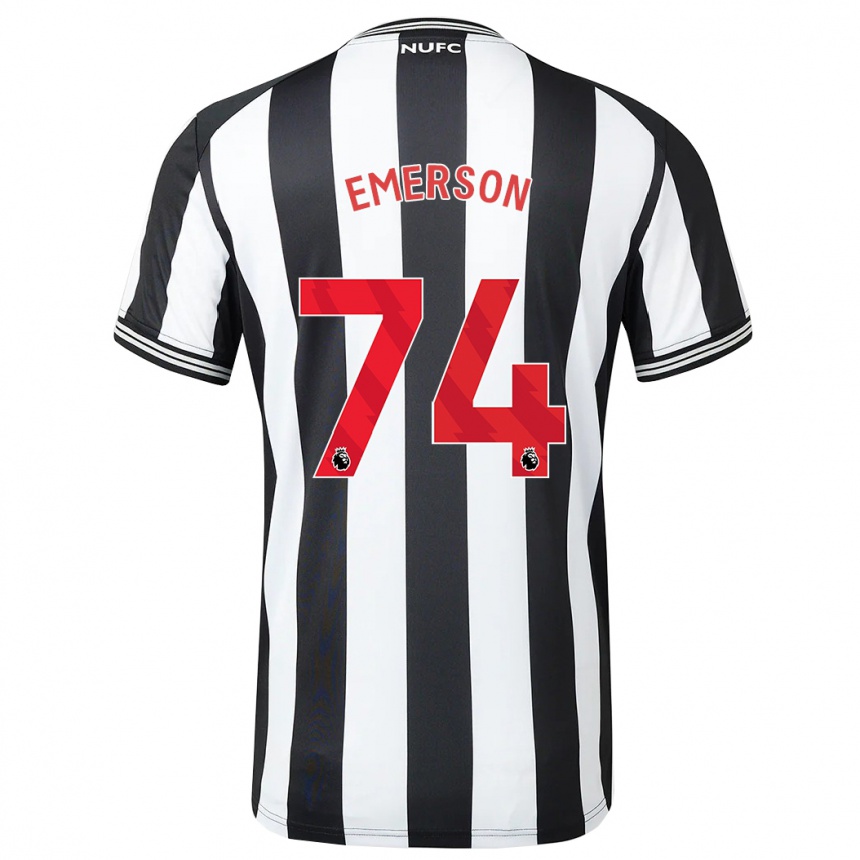 Kids Football Johnny Emerson #74 Black White Home Jersey 2023/24 T-Shirt Canada