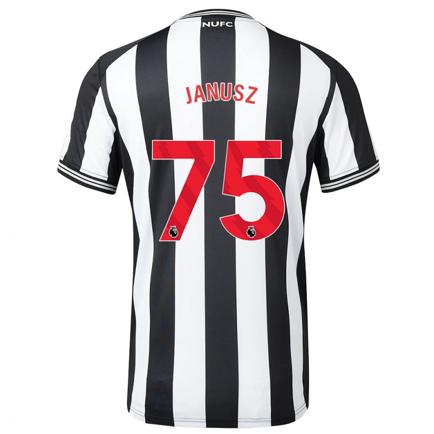 Kids Football Adrian Janusz #75 Black White Home Jersey 2023/24 T-Shirt Canada