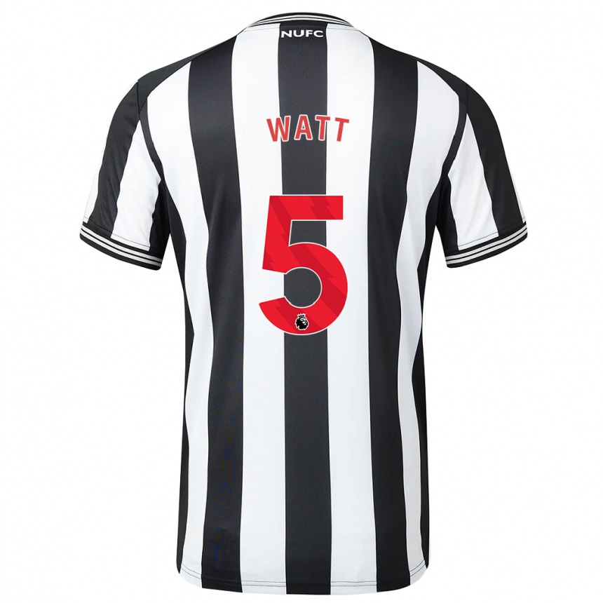 Kids Football Olivia Watt #5 Black White Home Jersey 2023/24 T-Shirt Canada